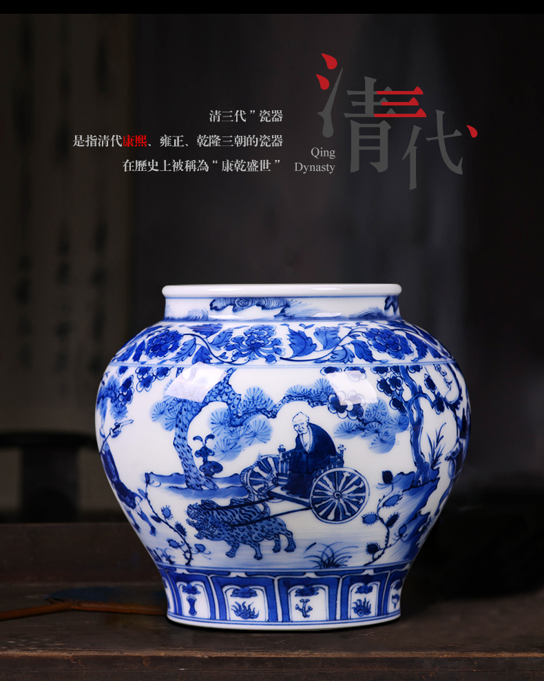 Jingdezhen ceramic vase famous hand - made imitation of yuan blue and white porcelain living room TV cabinet decoration of Chinese style household furnishing articles