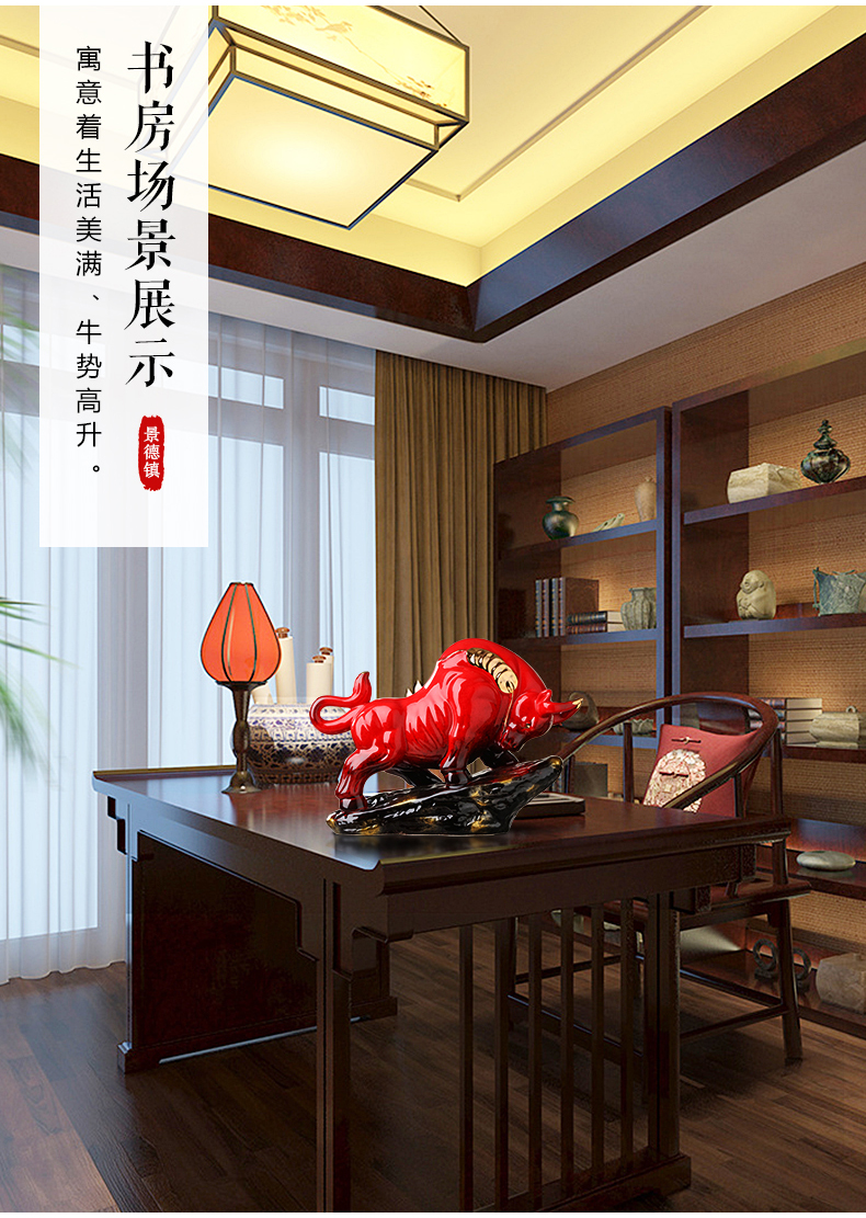 Jingdezhen ceramics from the year of the ox zodiac ornament household act the role ofing is tasted wine sitting room office decoration decoration arts and crafts