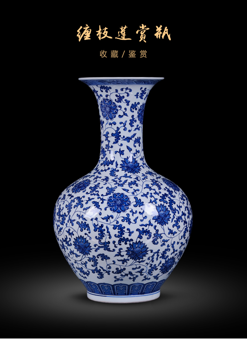 Jingdezhen ceramic vases, flower arrangement sitting room of Chinese style restoring ancient ways large blue and white porcelain dragon decoration design study furnishing articles