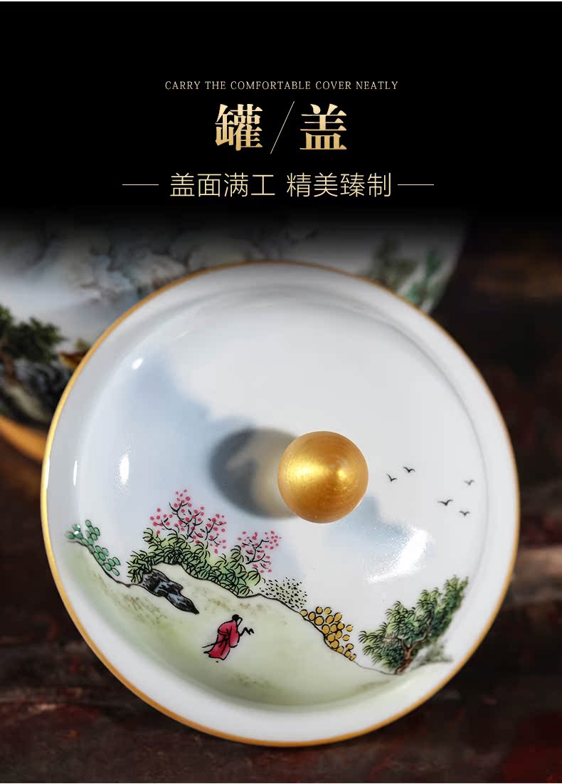 Jingdezhen ceramics POTS of archaize colored enamel snacks storage tank and pu 'er tea caddy fixings small home