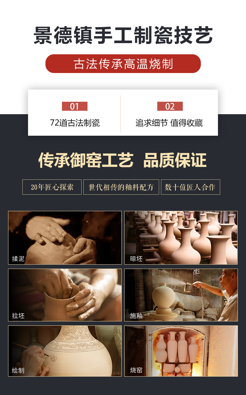 Jingdezhen ceramic vases, new Chinese style is contracted checking flower arranging, the desktop office sitting room adornment flower art furnishing articles