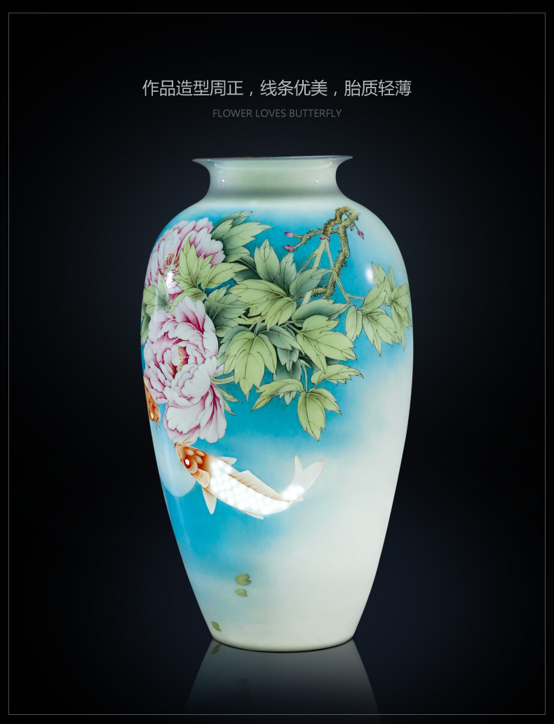 Jingdezhen ceramics hand - made vases, flower arrangement sitting room adornment flowers Chinese style household TV ark, handicraft furnishing articles