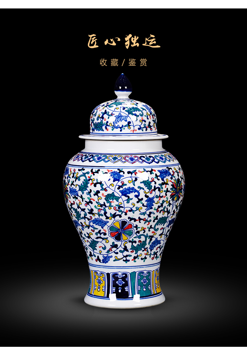 Jingdezhen blue and white porcelain ceramic vase archaize large flower arranging Chinese style living room TV ark, furnishing articles home decoration