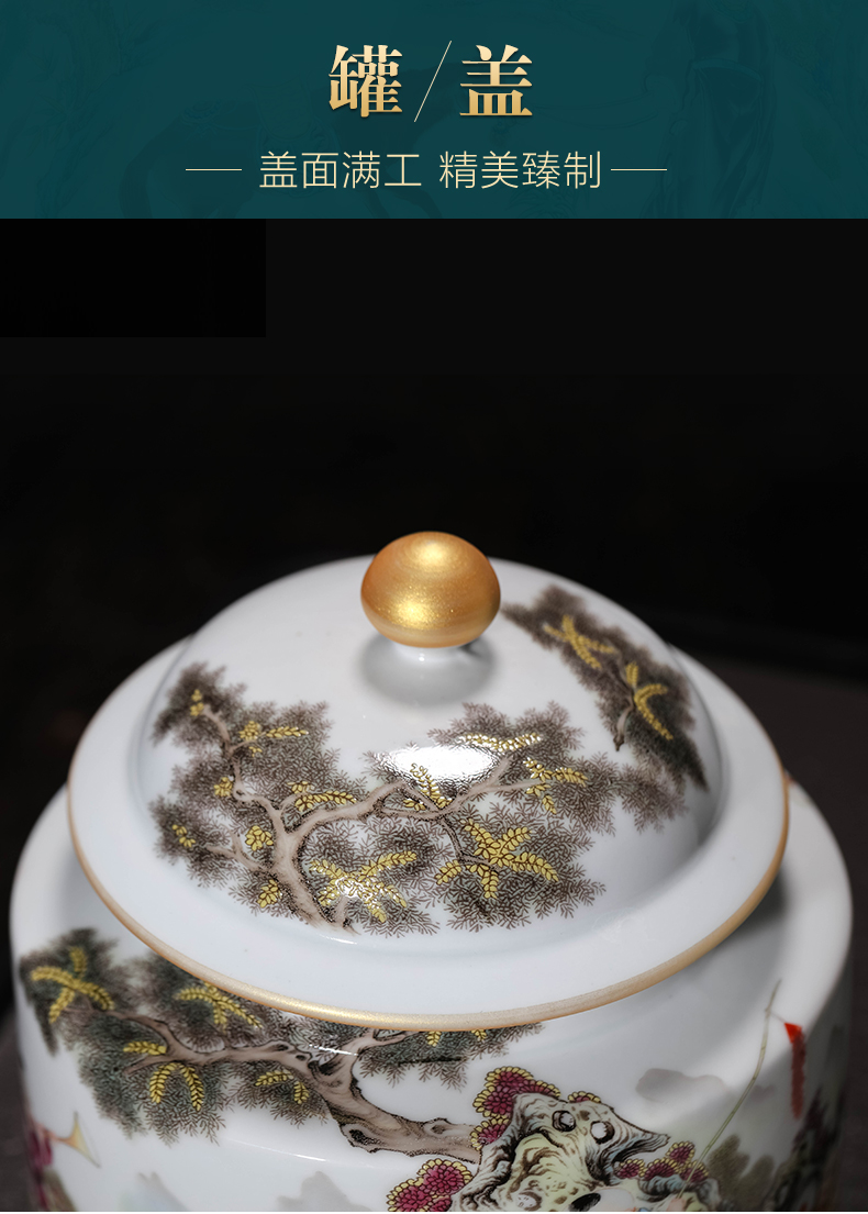 Jingdezhen ceramic restoring ancient ways with cover caddy fixings manual household, moistureproof prevent wet seal small puer tea box jar