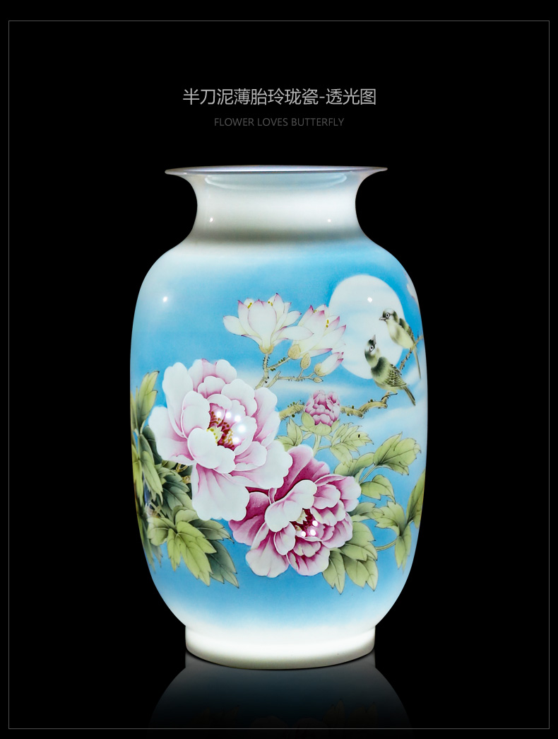 Jingdezhen ceramic hand - made vases, flower arranging dried flowers sitting room of Chinese style household table, TV ark, creative porcelain decoration