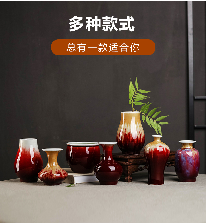 Jingdezhen ceramics ruby red floret bottle mini flower arranging, contracted sitting room of Chinese style household adornment creative furnishing articles