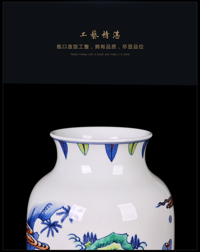 Jingdezhen ceramics vase famous blue and white color bucket hand - made the sitting room porch decoration of Chinese style household furnishing articles gifts