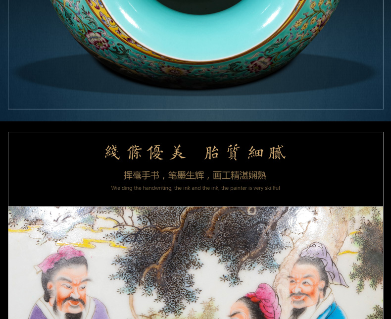 Jingdezhen ceramic imitation the qing qianlong vase Chinese style living room blue scramble to spend the lion shell household decorative furnishing articles