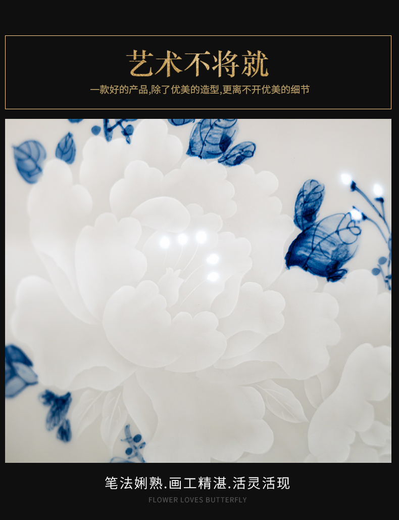 Jingdezhen ceramics peak blooming flowers desk lamp of the blue and white porcelain vase knife clay I the new Chinese style bedside lamp