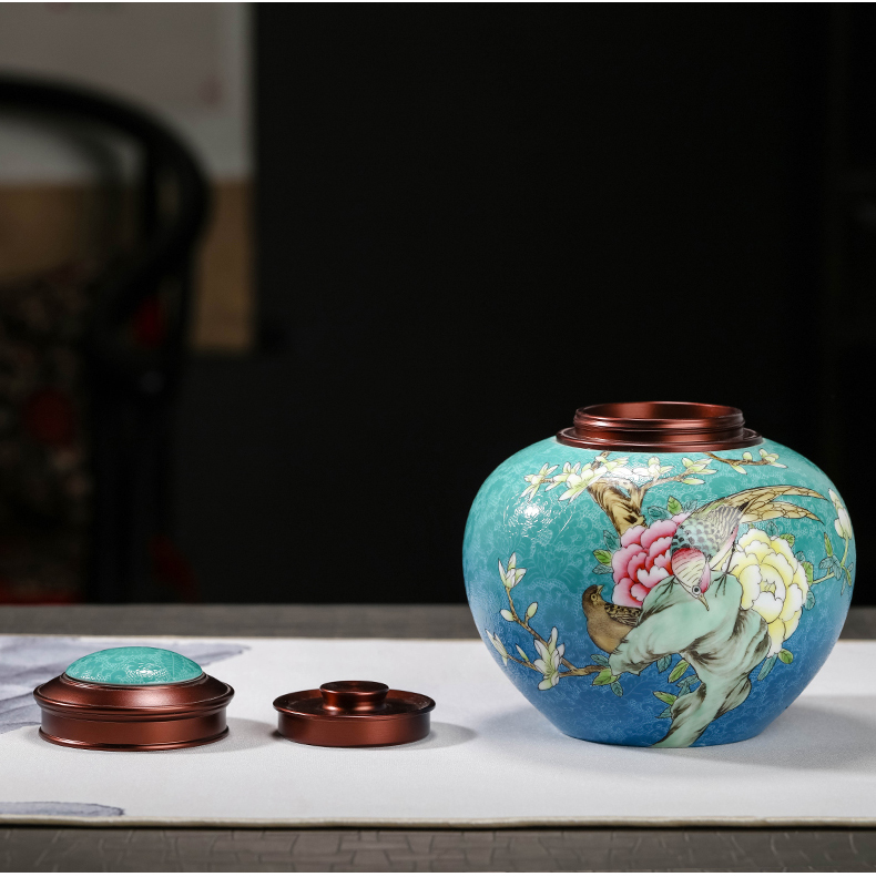 Jingdezhen ceramic food grade storage wake POTS sealed jar with cover the tea pot manual trumpet a kilo