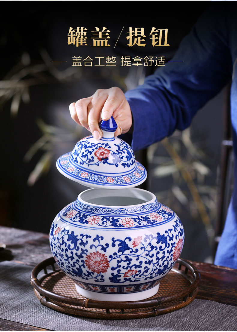 Canister of snacks of jingdezhen ceramics storage jar with cover seal household ceramic POTS awake trumpet the receive tea boxes