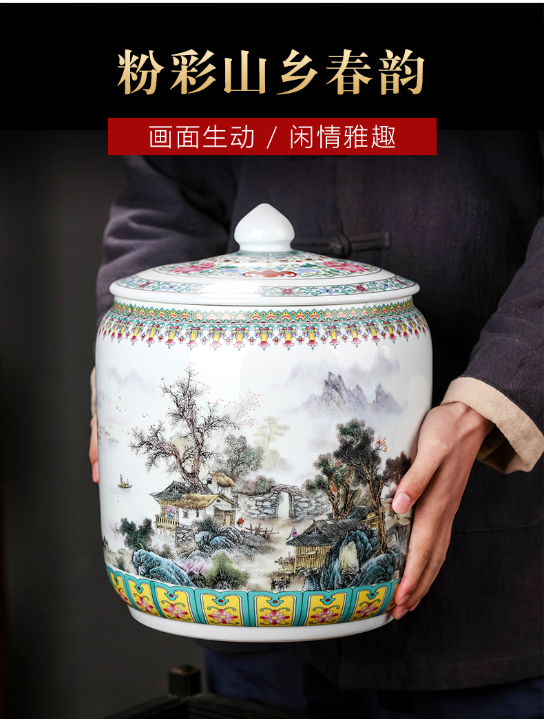 Jingdezhen ceramic tea pot of tea cake loose tea with cover seal storage tank has the characteristic of moisture proof of household adornment furnishing articles