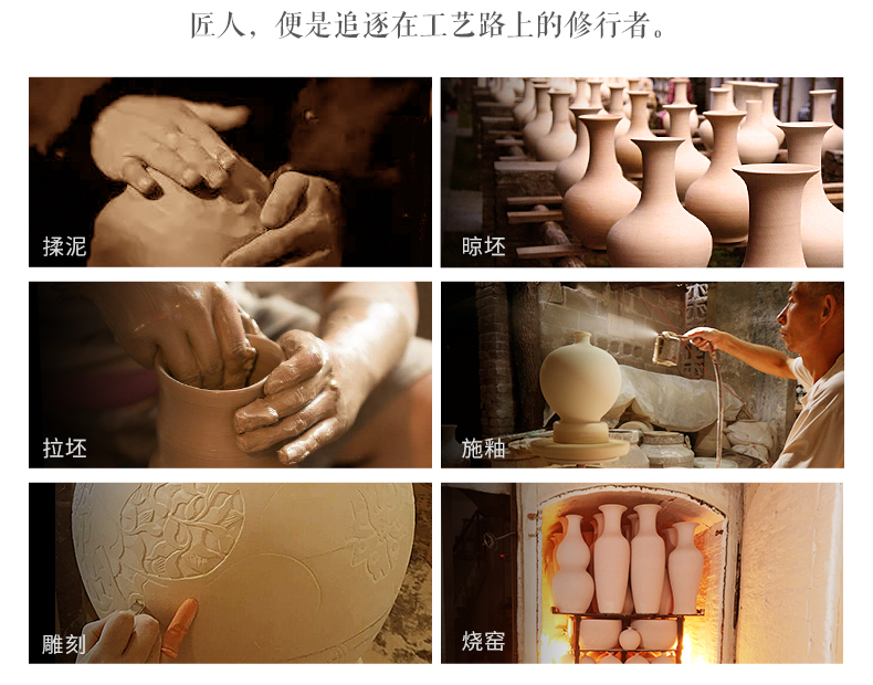 Jingdezhen ceramics landscape lucky bamboo vases, flower arranging is large new Chinese style household living room TV ark, furnishing articles