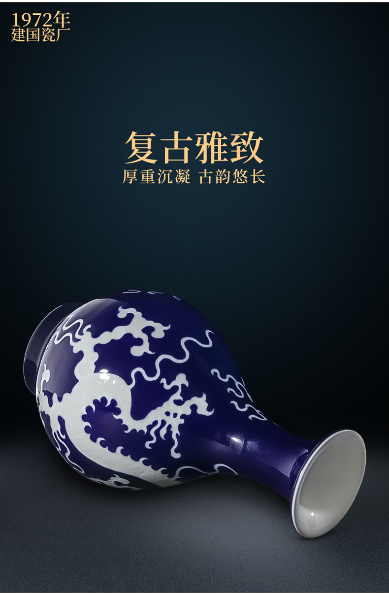 Jingdezhen porcelain industry the blue dragon grain ceramic vase founding of porcelain of vases, flower arrangement sitting room adornment rich ancient frame furnishing articles