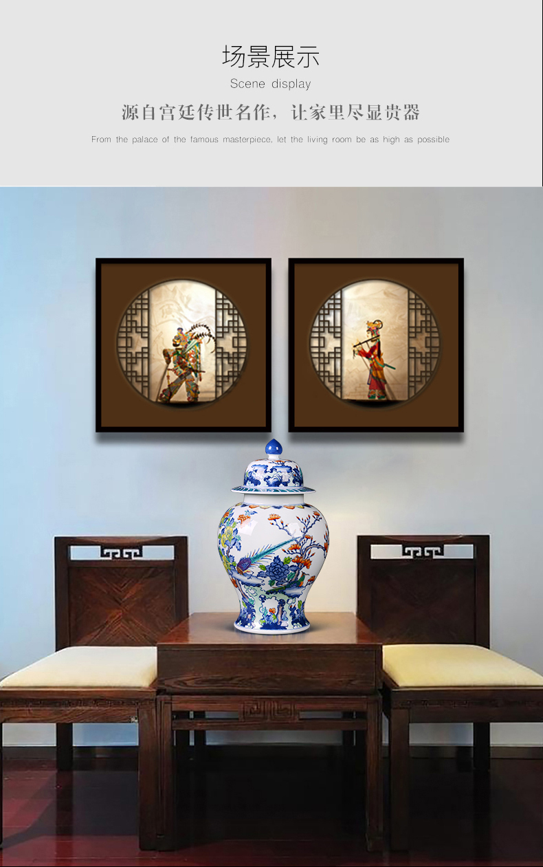 Jingdezhen ceramics general pot famous blue and white color bucket hand - made the icing on the cake storage tank sitting room home furnishing articles