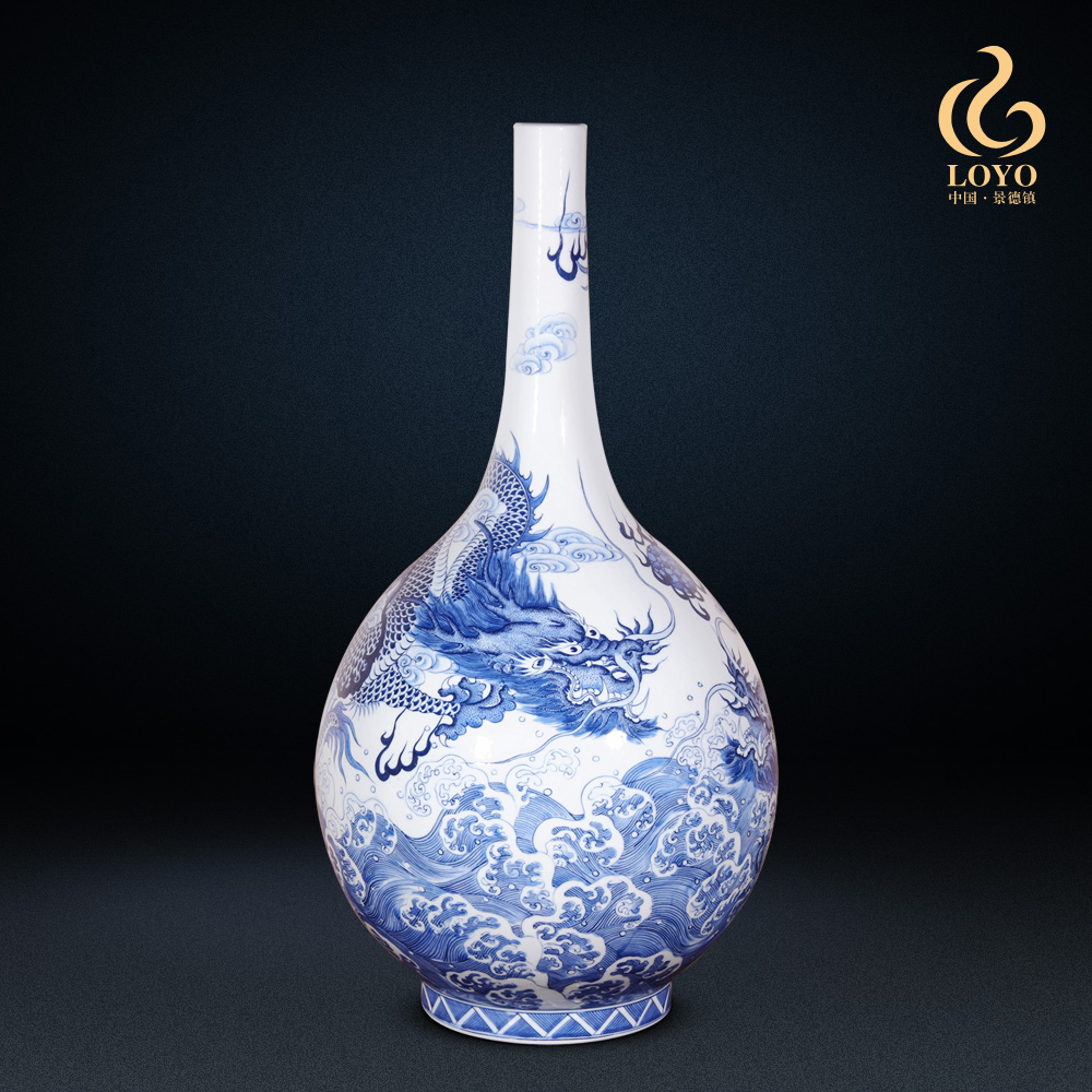 Jingdezhen ceramics hand - made of blue and white porcelain dragon gall bladder Chinese style classical home sitting room collect adornment furnishing articles