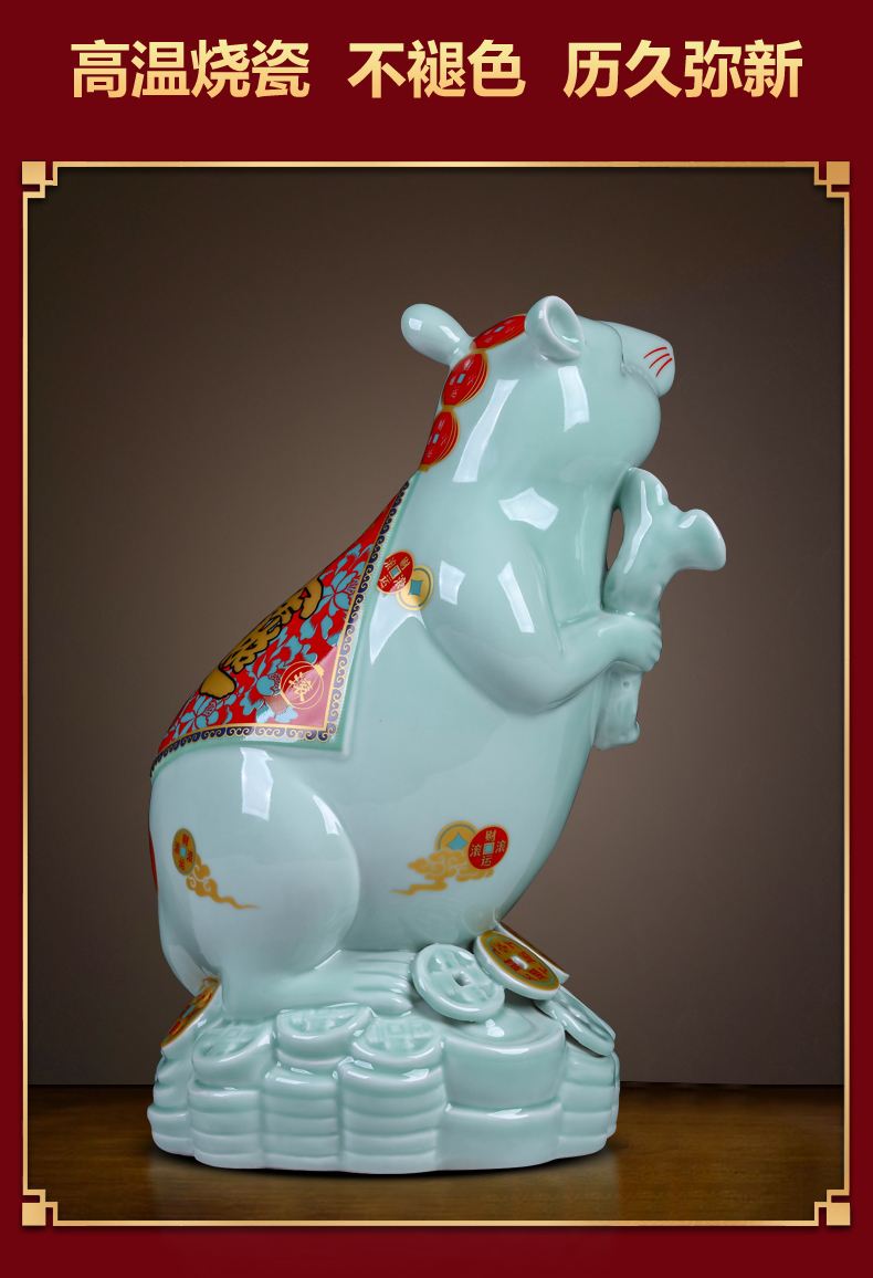 Jingdezhen ceramics lucky rat flexibly and furnishing articles 2020 year of the rat mascot gift sitting room decorate the study in the New year