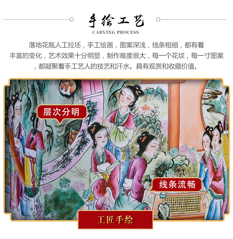 Jingdezhen ceramic powder enamel craft jinling twelve women of large size vase landed sitting room of Chinese style household decorative furnishing articles