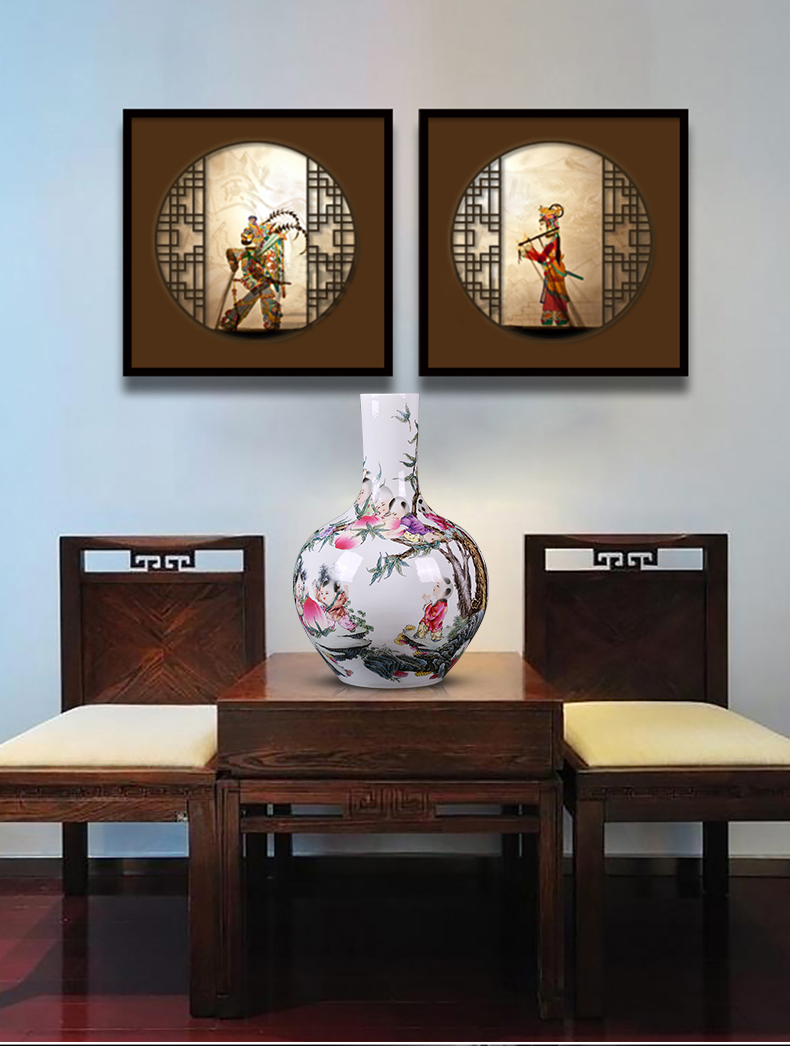 Jingdezhen ceramics, vases, flower arranging archaize sitting room famille rose porcelain Chinese style furnishing articles TV ark, home decoration