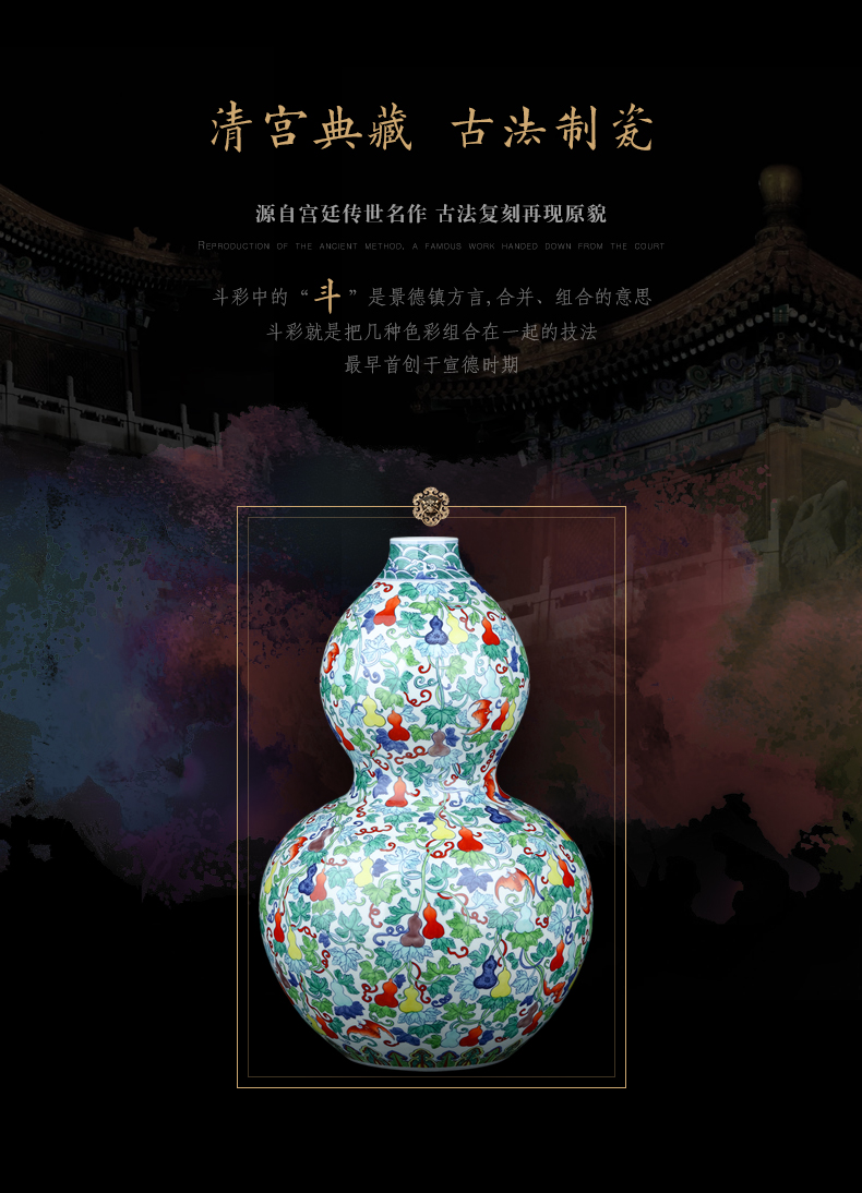 Jingdezhen blue and white color bucket hoist ceramics vase large Chinese style household adornment of the sitting room TV ark, furnishing articles