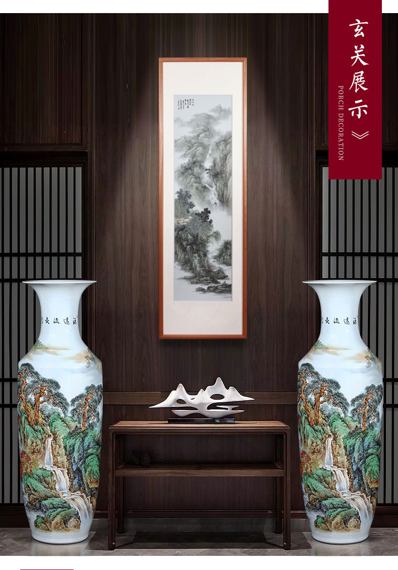 Jingdezhen ceramics by hand draw pastel big vase landing place hotel opening gifts oversized living room