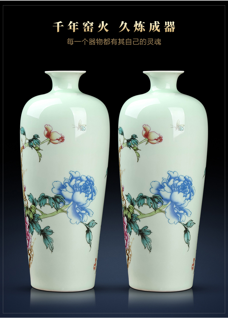 Jingdezhen ceramics rich ancient frame shadow blue enamel vase household flower arranging the sitting room porch decoration handicraft furnishing articles