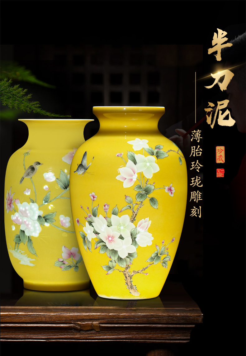 Jingdezhen ceramics vase flower arranging furnishing articles creative home sitting room TV cabinet decoration wedding gift