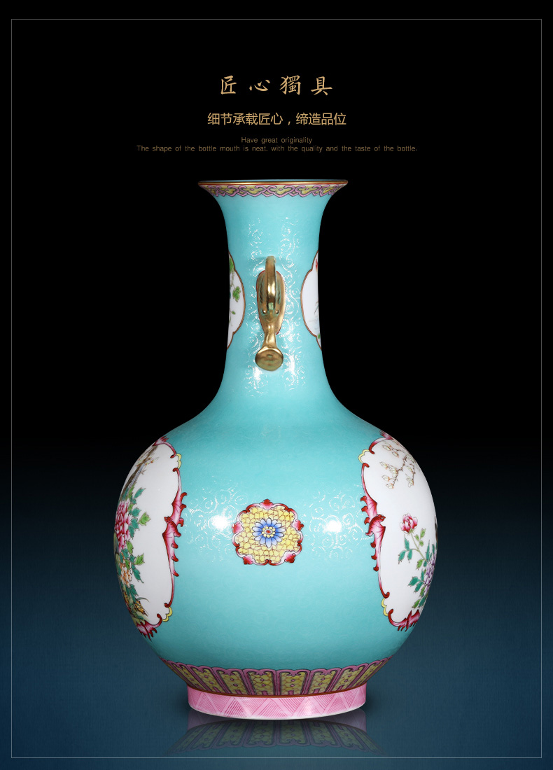 Jingdezhen ceramics imitation the qing qianlong blue scramble for flowers open the painting of flowers and household adornment design gift furnishing articles