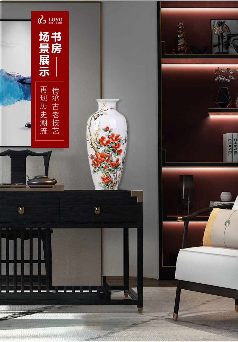 Jingdezhen ceramic powder enamel vase thin body is the sitting room of Chinese style household flower arranging TV ark adornment porcelain furnishing articles