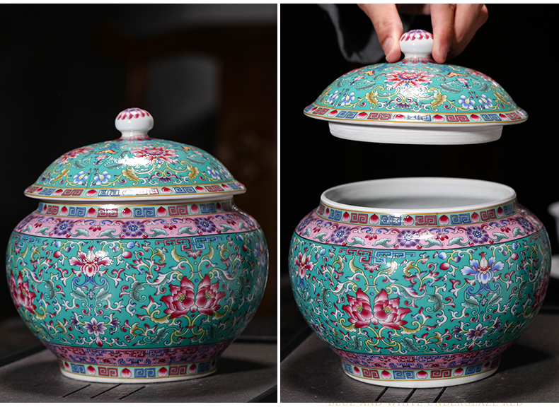 Jingdezhen ceramics archaize home tea pot with cover pu - erh tea store receive tea boxes sealed storage vessels