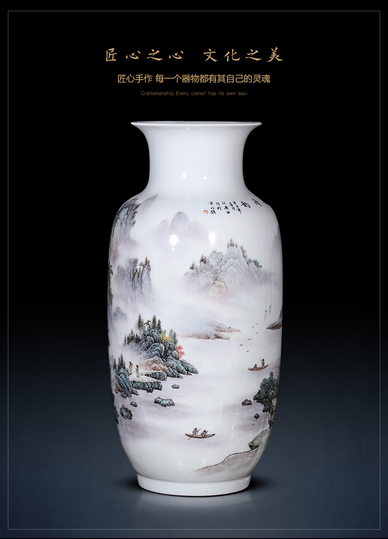 Jingdezhen ceramics vase living room flower arranging furnishing articles hand - made famille rose porcelain Chinese style household ornaments