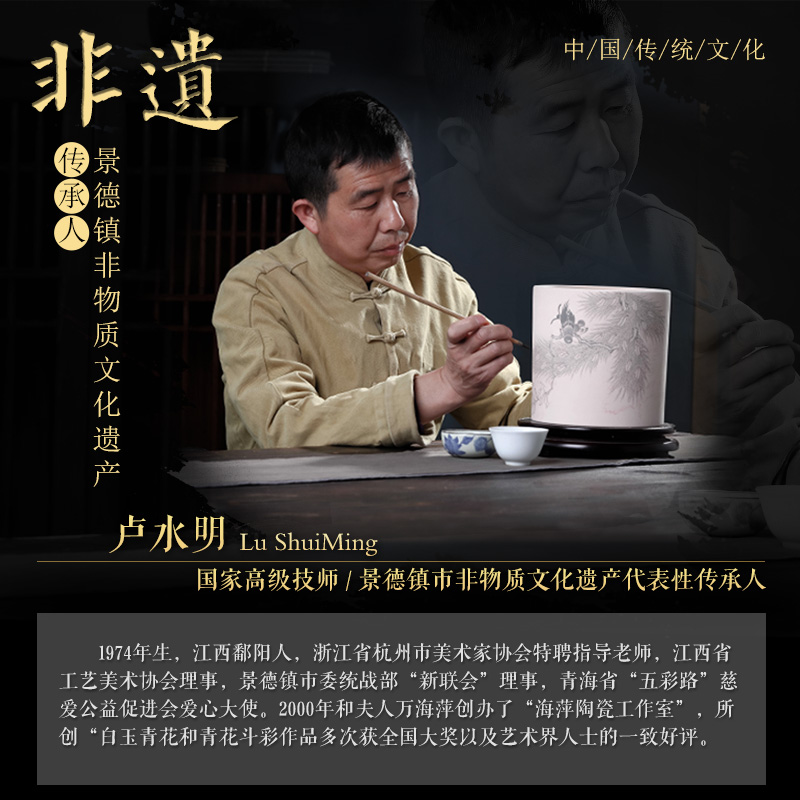 Famous master of jingdezhen ceramics hand - made vases, antique blue - and - white Chinese style living room TV cabinet porch is decorated furnishing articles