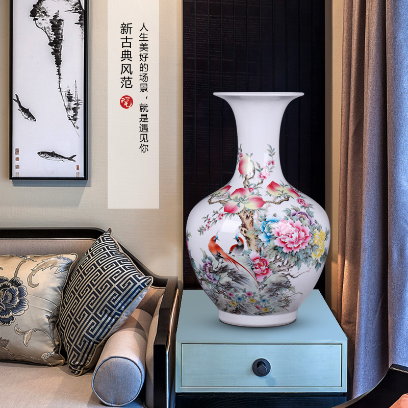 Jingdezhen ceramic hand - made antique vase live long and proper TV ark, mesa of flower arrangement sitting room adornment is placed