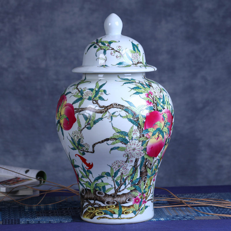 Jingdezhen ceramics vase archaize pastel peach general tank storage tank is the modern handicraft decorative furnishing articles