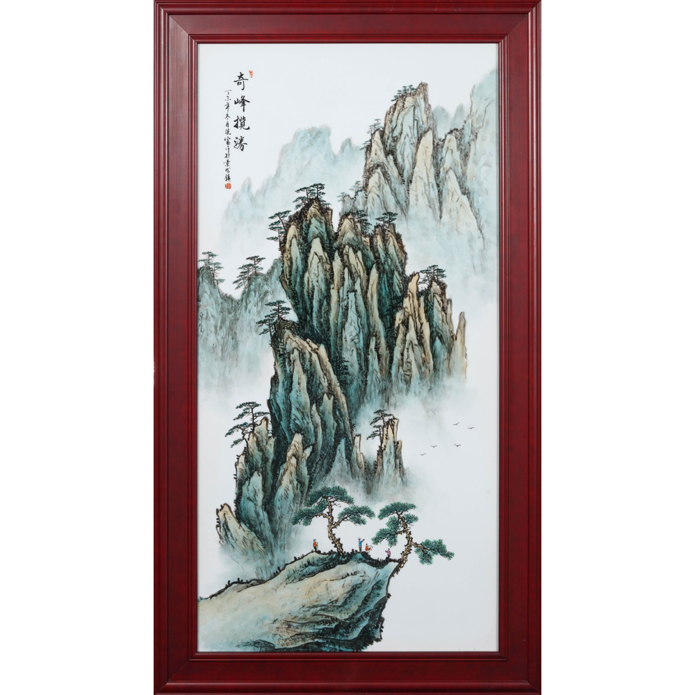 Jingdezhen ceramics porcelain plate painting mountain range bedroom adornment of Chinese style household, the sitting room porch murals