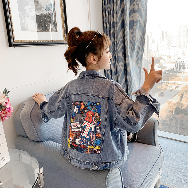 Girls' denim jacket 2022 spring new western style children's middle-aged children's Korean version spring and autumn long-sleeved jacket top