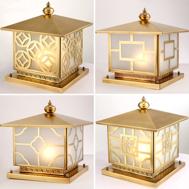 All copper column headlamp wallwallwalllightsoutdoorsPostlampvilla LED waterproof household gate-postpillar headlights