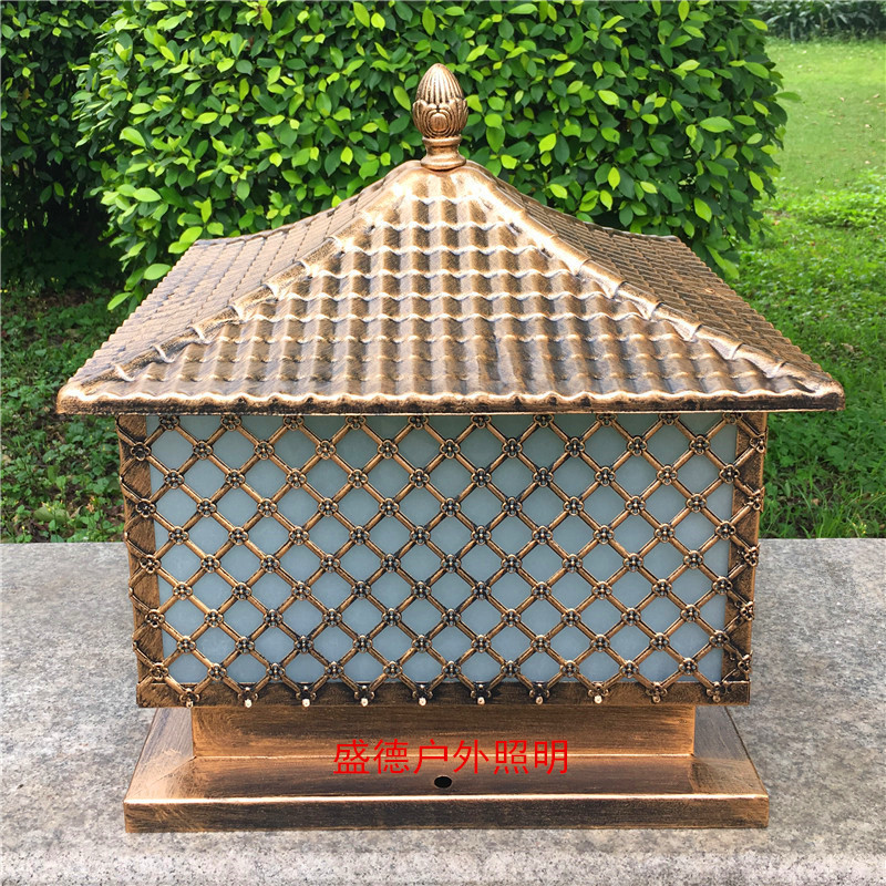 Factory price direct sale iron column head lamp grid wall lamp gate column lamp Garden Villa wall head lamp