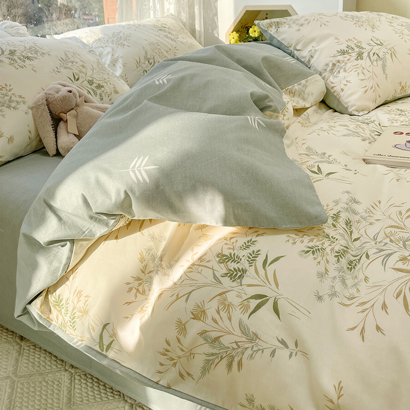 Four pieces of pure cotton full cotton 2023 new bed bedding linen quilt cover 3 Students 4 Dormitory Single Bed Three Sets-Taobao