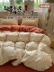 A Pure Cotton High-Grade Four-Piece Set, 100% Cotton Brushed Thickened Winter Bedding Set, Duvet Cover, Fitted Sheet, Bed Sheet, Dormitory Three-Piece Set