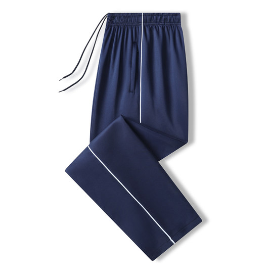 初高中小学生校服裤子班级学校一条两道三杠白条边宽松藏蓝藏青