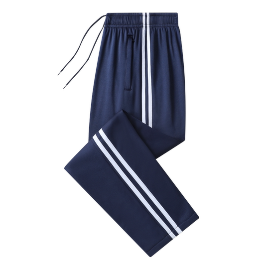 初高中小学生校服裤子班级学校一条两道三杠白条边宽松藏蓝藏青