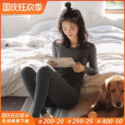 Spring and autumn winter women's hot clothes women's cotton thin and velvet suit base cotton sweater autumn clothes sanitary pants tight