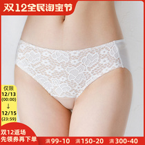 Zimo 1 seamless sophisticated lace underwear women's sexy mid waist briefs large thin breathable