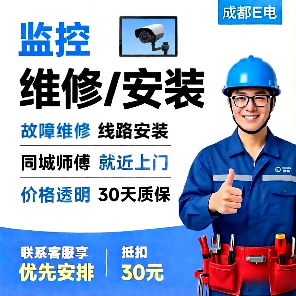 成都地区上门安装维修摄像头监控调试解密,线路安装,故障检修