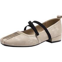 French Mary Jane womens shoes 2024 new summer low-heeled ballet sandals square toe shallow mouth single shoes temperament evening shoes