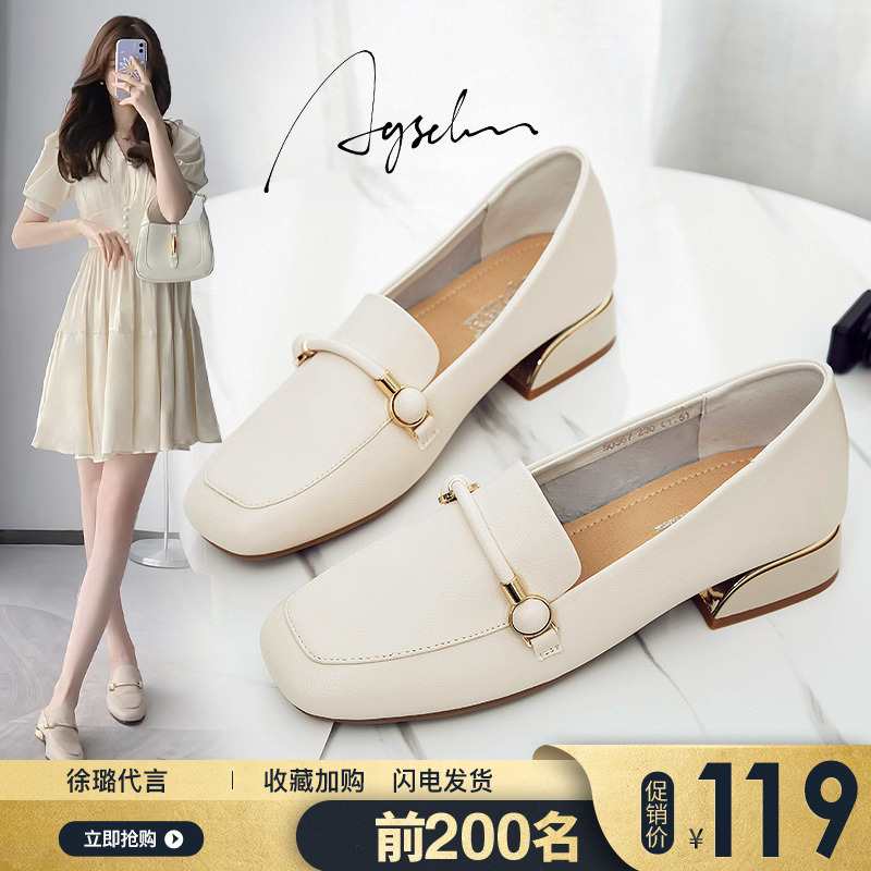 Coarse Heel Single Shoes Woman 2022 Summer new 100 hitch retro Gurlefoe Shoe small crowdsourced Inn windy Leather Shoes