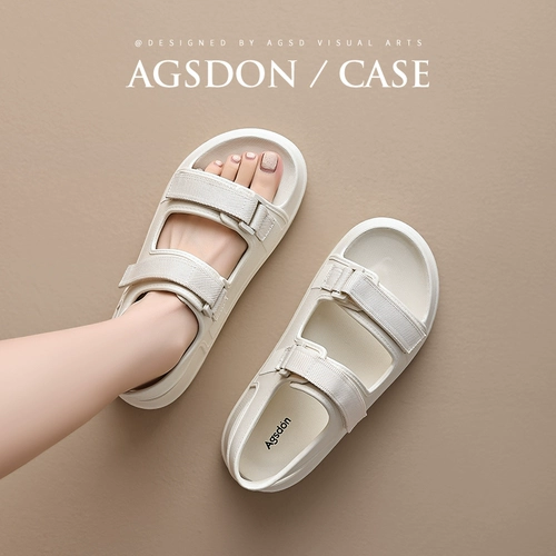 Сандалии, летняя черная обувь, слайдеры на платформе на липучке, спортивные пляжные тапочки