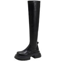 Over-the-knee boots for women 2024 new summer thick-soled black elastic high boots niche knight boots
