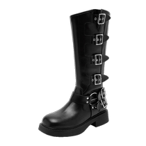 Long boots for women 2024 new autumn black knee-length western cowboy boots showing leg length Maillard Knight boots